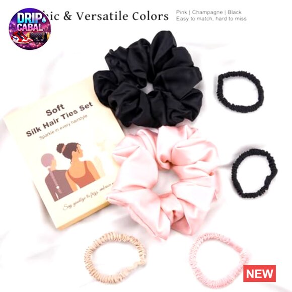 Mulberry Silk Scrunchies Set Large Thin Hair Ties No Damage Accessories